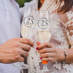 25th Anniversary Champagne Flutes, Wedding 2 Count (Pack of 1) 25th anniversary