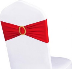 Red Spandex Chair Sashes with Gold Buckles (Pack of 50)
