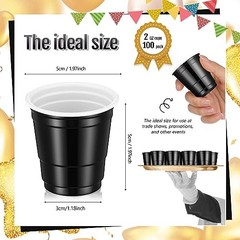 100 Pack 2 oz Plastic Shot Cups, Graduation Mini Disposable Shot Glasses Black