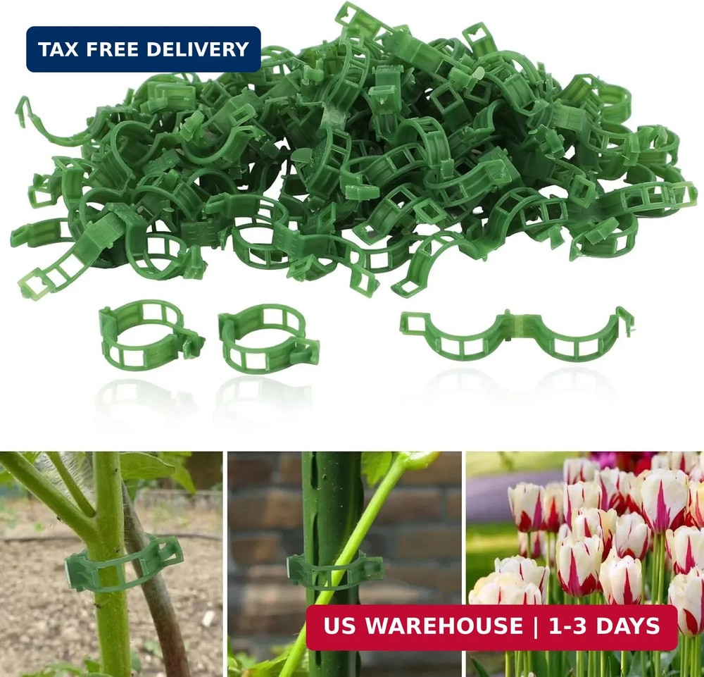 100 Pcs Plant Support Clips, Secure Plastic Plant Clips for Support Grape Vine,