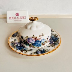 Moonlight Rose Butter Dish with Lid – Porcelain Serving Piece, 80s Royal Albert