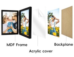 4×6 Picture Frames Double Black Photo Frame Folding Vertical Stand Display Si…