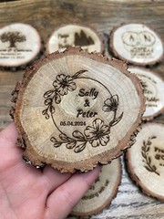 Wood Coasters as Wedding Favors for Guests ( 25 pieces )