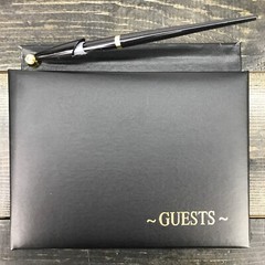Victoria Lynn Black and Gold Print Wedding / Guest Book with Pen 60 Page NEW