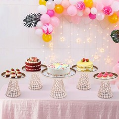 5-piece Crystal Cake Stand-french Gold Cake Stand For Wedding & Ceremony Bakery