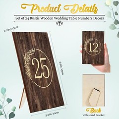 25 Pieces Rustic Wooden Wedding Reception Table Numbers Decors Country Wedding T