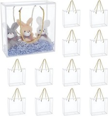 10 Packs Clear PET Plastic Gift Box 7.8×7.8×3.5 Inch Treat Gift Boxes W/ Gold