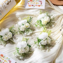 12 Pcs 6″ Artificial Rose Wedding Corsage & Boutonniere Set for Prom & Parties
