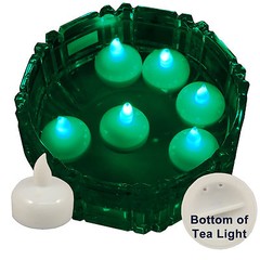 NEW 6 Green Led Floating Floral Tea Light Candle for Wedding Centerpiece Decor