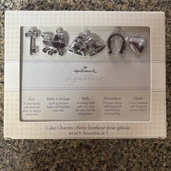 Hallmark Wedding Cake Ribbon Charms Gift Set of 5 Silver Bridal Shower Gift NIB