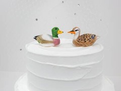 Mallard Duck Bird Cake Topper Bride Groom Love Wedding Engagement Wood Statue