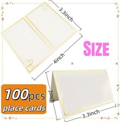 100 Pcs Place Cards for Table Setting, 2″ x 3.5″ Elegant Name Placecards with…