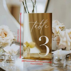 Gold Acrylic Wedding Table Numbers 1-25 with Stand Modern Decor Set Gold