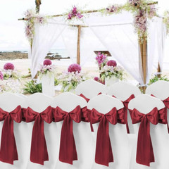 Satin Burgundy Chair Sashes Bows Ties 50 Pack for Party Wedding Universal Ribbon
