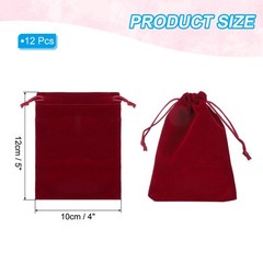 12Pcs Velvet Gift Bags 4″ x 5″ Velvet Drawstring Jewelry Pouches Burgundy