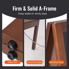 A Frame Chalkboard Sign, Double-Sided Sidewalk Signs, Freestanding Vintage Woode