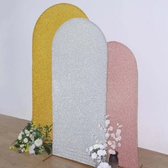 6 ft SILVER Metallic Fitted Spandex Round Top Arch STAND COVER Party Events