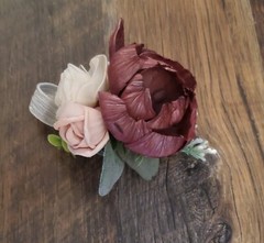 Mauve Pink Burgundy Cascade Sola Wood Bridal Bouquet Artificial Wedding Flowers