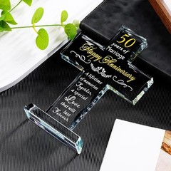 Romantic 50- Anniversary Laser Engraved Cross