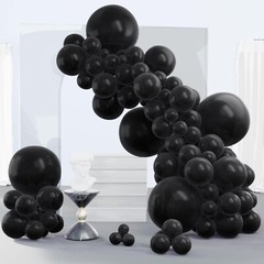 PartyWoo Black Balloons 140 pcs Different Sizes Pack of 18 12 10 5 Inch Matte…