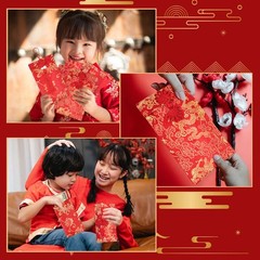 4 Pieces Silk Red Envelope Chinese Pocket Lucky Money Hong One Size,