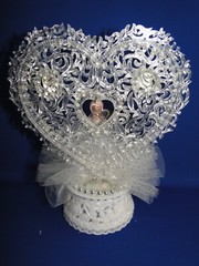 New 25th Wedding Anniversary Heart decor caketop with Bride & Groom in Silver #3