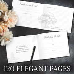 Elegant Black Funeral Guest Book , 10 x 8 Inches 120 Pages for…