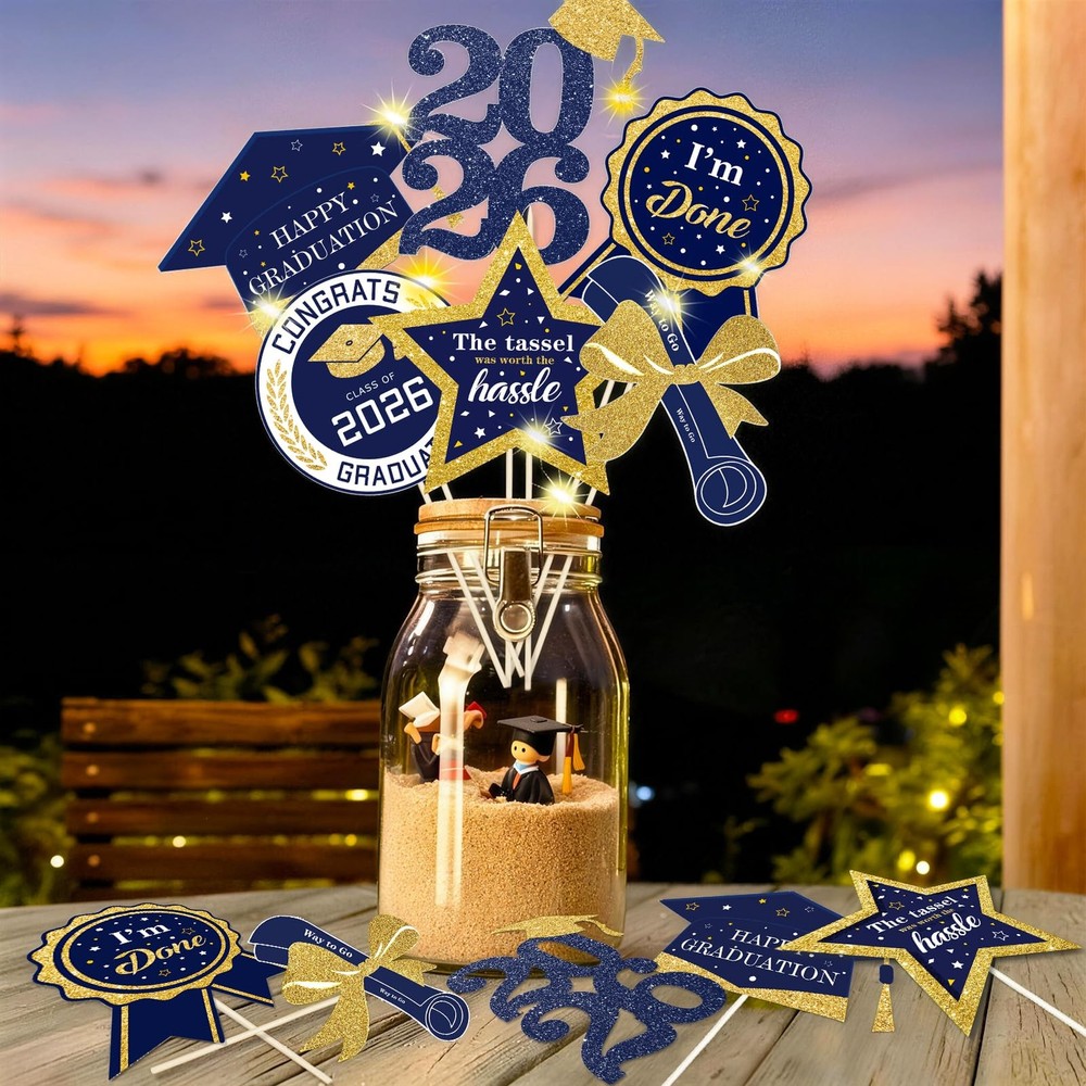 Graduation Party Centerpieces Decorations for Tables Class 30pcs, Navy Blue