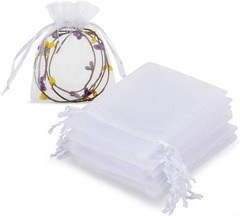 100pcs White Organza Jewelry Bags Drawstring 3 x 4 inch Little Mesh Gift Pouches