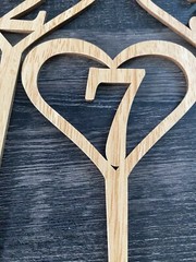 1-10 Numbers Wood Signs Wedding Heart Table Number Wooden Table Numbers Rustic