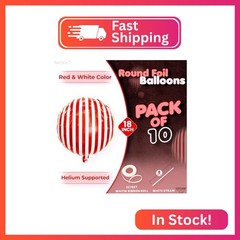 KatchOn, Red and White Striped Balloons – 18 Inch, Pack of 10 | Carnival balloon