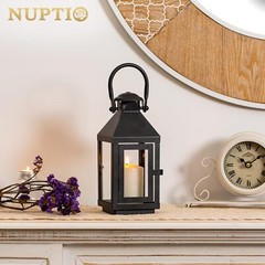 Nuptio Garden Lanterns for Candles, 20cm/7.87in Tall Vintage Small, Black