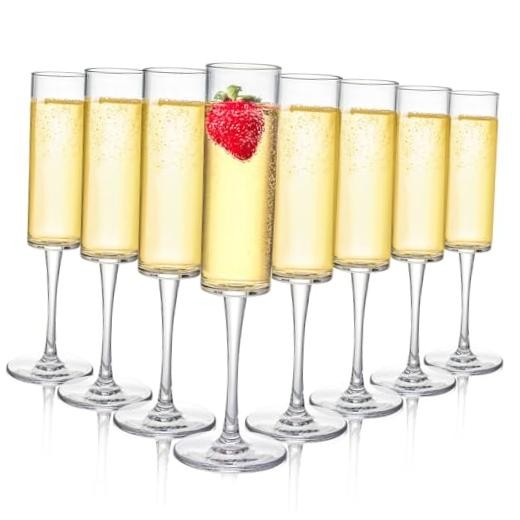 Set of 8 Acrylic Champagne Flutes, 6 Oz Unbreakable Champagne Glasses