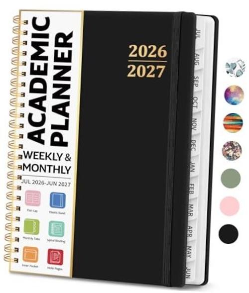 Academic Planner 2026-2027, Weekly and Monthly Calendar (6.4″x8.5″) A5 A.Black
