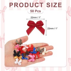 Mini Metallic Gold Edge Ribbon Bow, 22x23mm Bow (Pack of 50, Wine Red)
