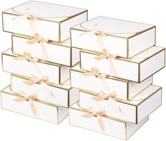 10-Pack Luxury White Gift Boxes 10.6×7.8×3.1 Inches with Gold Trim for Occasions