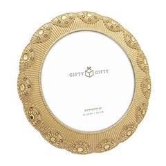 Circular Gold Jeweled Photo Frame / 5×5 In | For Tabletop Display | Perfect