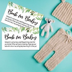 Books for Baby Shower Request Cards,50 Greenery 50 Count (Pack of 1), Green