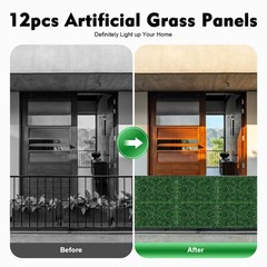 12pcs 24×16″ Artificial Boxwood Mat Wall Hedge Decor Privacy Fence Panel Grass