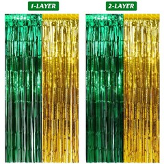 3Pack 3.3Ft x 6.6Ft Graduation Foil Fringe Curtain Backdrop Decorations, Gree…