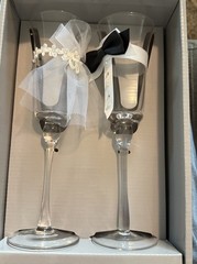 Studio His & Hers Bride & Groom Wedding Toasting Glasses Set of 2, 2.75 oz