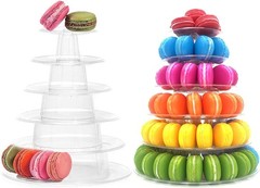 6 Tiers Round Macaron Tower Stand Plastic Transparent Cake Stand Macaron Disp…