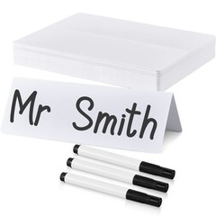 50 Pieces Dry Erase Name Tent Table Cards 5.8 x 7.9 Inches Non Adhesive Reusa…