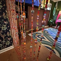 Bohemian Hippy Beaded Curtain Doorways,glass Beads Red 35”wide
