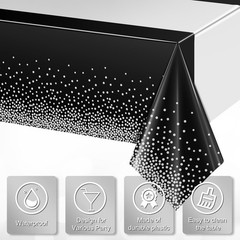 3Pcs Black and Silver Tablecloth Party 3 Pack,