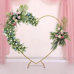 Large Heart Archway Wedding Backdrop Stand Gold Arch Frame Flower Balloon Decor