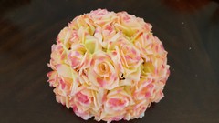 9″-10″ Rose Flower Kissing Ball Silk Rose Pomander for Wedding 1 Pc (21 Colors)