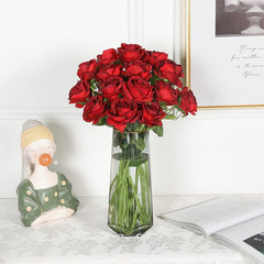 Artificial Flowers Silk Roses Real Touch Bridal Wedding Bouquet for Home Garden