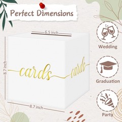 White Wedding Card Box Gold Foil Gift Card Box for Party Wedding Reception