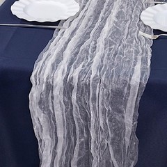 9 feet White Crinkled Sheer Organza Table Runner Wedding Party 9 feet,